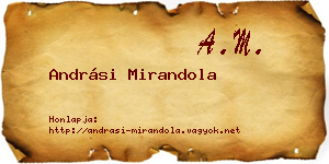 Andrási Mirandola névjegykártya